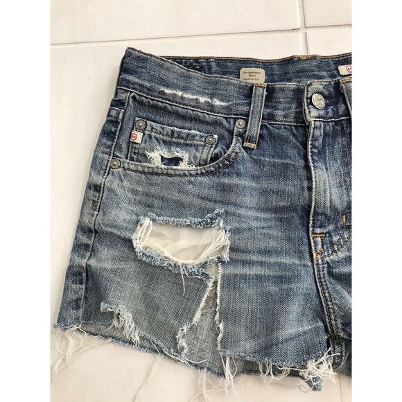 AG Adriano Goldschmied Shorts Ex Boyfriend Distressed Cut Off Denim - Picture 2 of 9